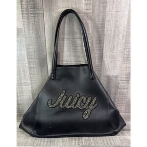 Y2K JUICY COUTURE SHOULDER BAG Black Glitter Lettering